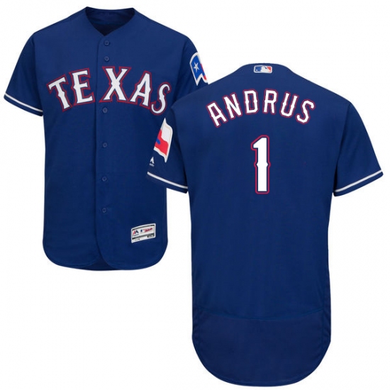 Men's Majestic Texas Rangers #1 Elvis Andrus Royal Blue Alternate Flex Base Authentic Collection MLB Jersey - Ujersey