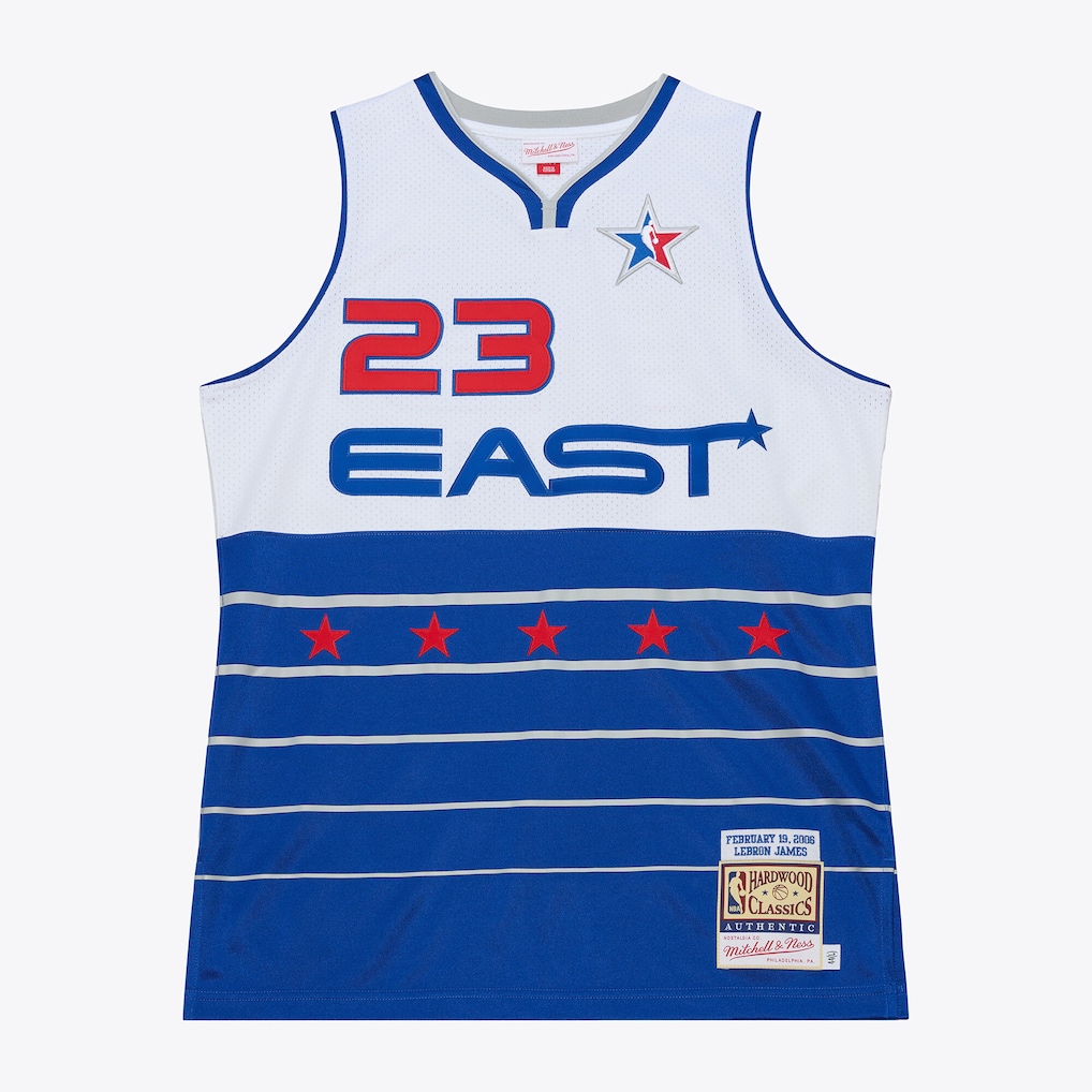 Men's 2006 NBA All-Star Game LeBron James Mitchell & Ness White/Blue Authentic Jersey - Ujersey