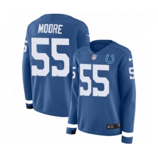 Women's Nike Indianapolis Colts #55 Skai Moore Limited Blue Therma Long Sleeve NFL Jersey - Ujersey