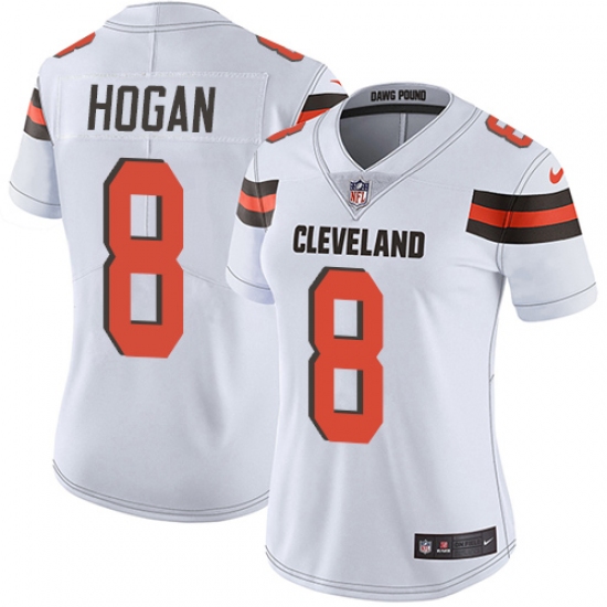 Women's Nike Cleveland Browns #8 Kevin Hogan White Vapor Untouchable Limited Player NFL Jersey