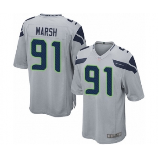 Men's Seattle Seahawks #91 Cassius Marsh Game Grey Alternate Football Jersey - Ujersey