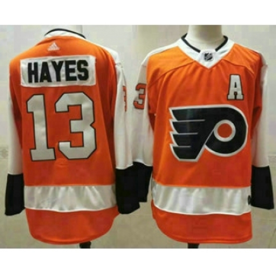 Men's Philadelphia Flyers #13 Kevin Hayes Orange White Stitched NHL Jersey - Ujersey