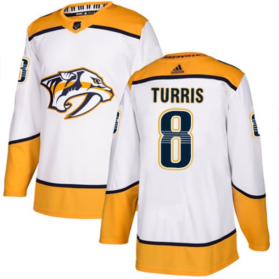Men's Adidas Nashville Predators #8 Kyle Turris Authentic White Away NHL Jersey - Ujersey