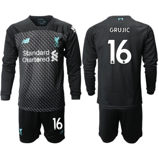 Liverpool #16 Grujic Third Long Sleeves Soccer Club Jersey