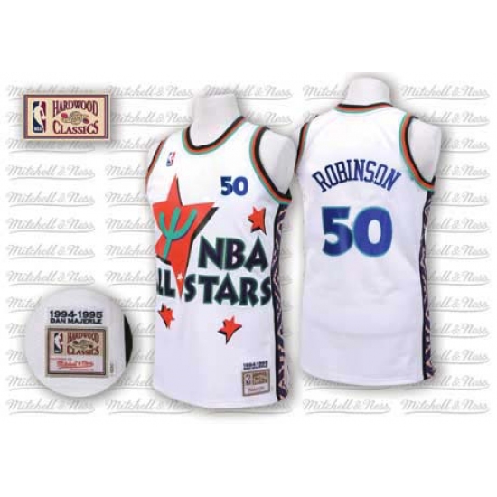Men's Adidas San Antonio Spurs #50 David Robinson Authentic White 1995 All Star Throwback NBA Jersey - Ujersey