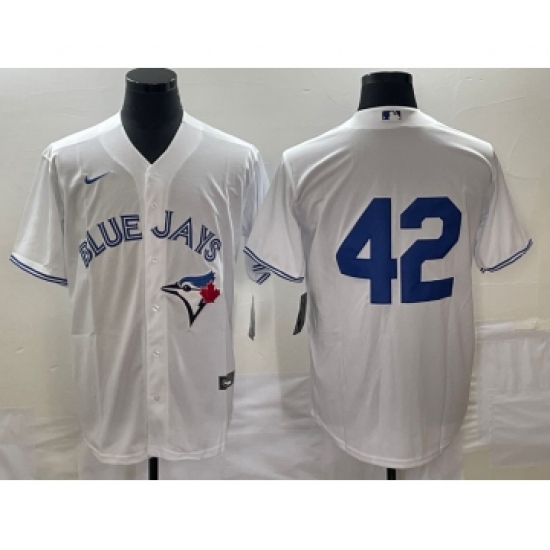Men's Toronto Blue Jays #42 Jackie Robinson White Cool Base Stitched Jersey - Ujersey