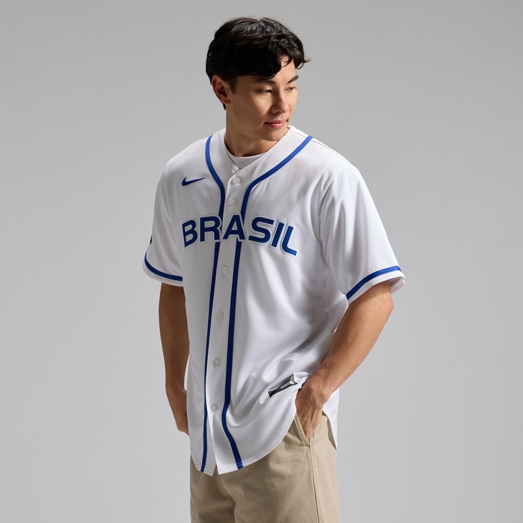 Men's Brazil Baseball Nike White 2026 World Baseball Classic Home Stadium Jersey