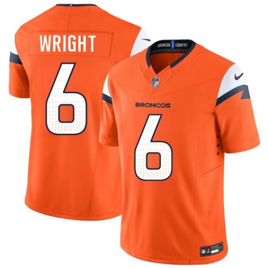 Men's Denver Broncos #6 William Wright Orange 2026 Draft F.U.S.E. Vapor Limited Football Stitched Jersey - Ujersey