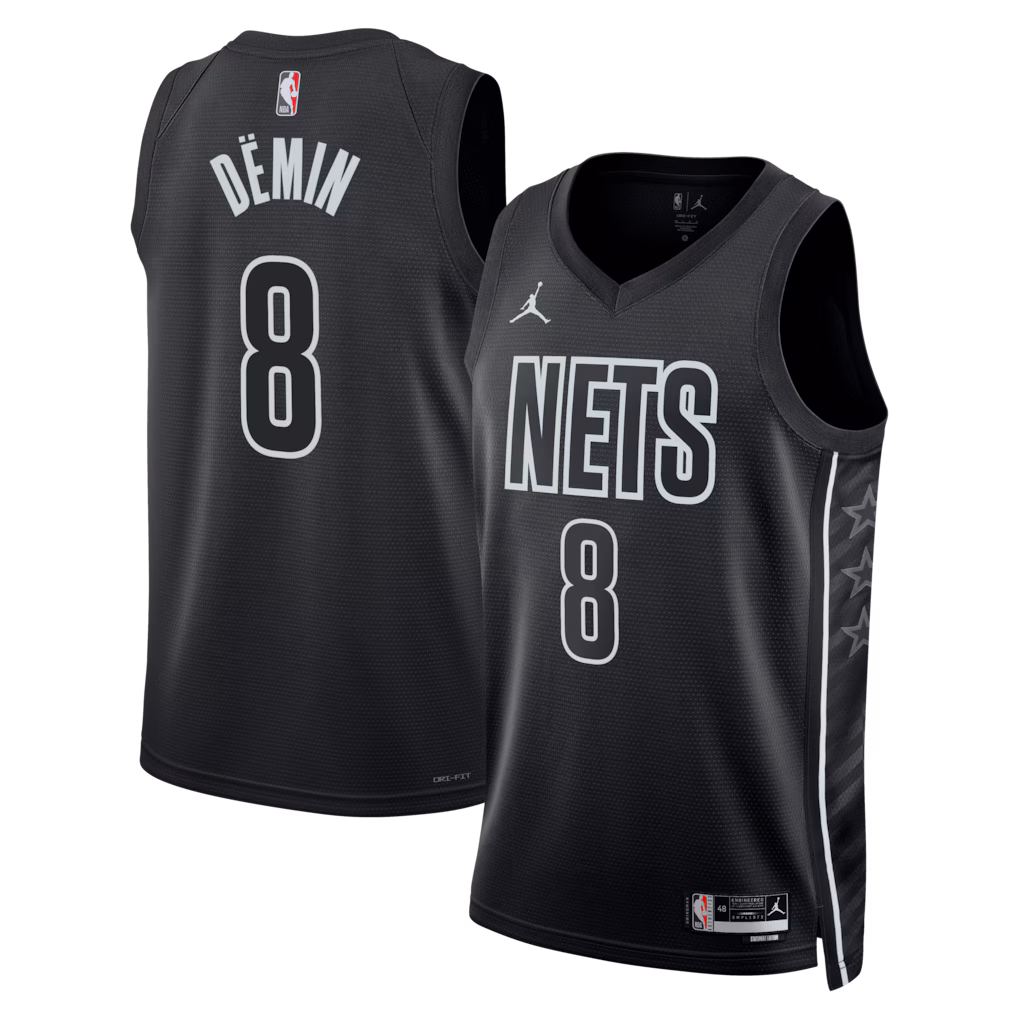 Unisex Brooklyn Nets Egor Dëmin Jordan Brand Black Swingman Jersey - Statement Edition - ujerseystore