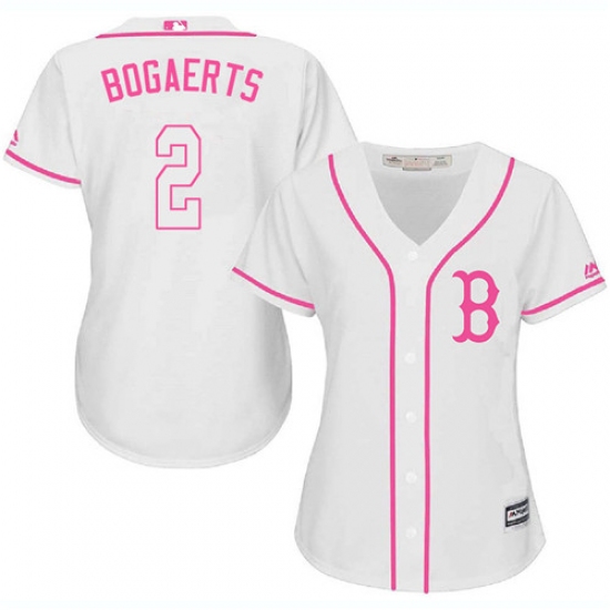 Women's Majestic Boston Red Sox #2 Xander Bogaerts Authentic White Fashion MLB Jersey - Ujersey