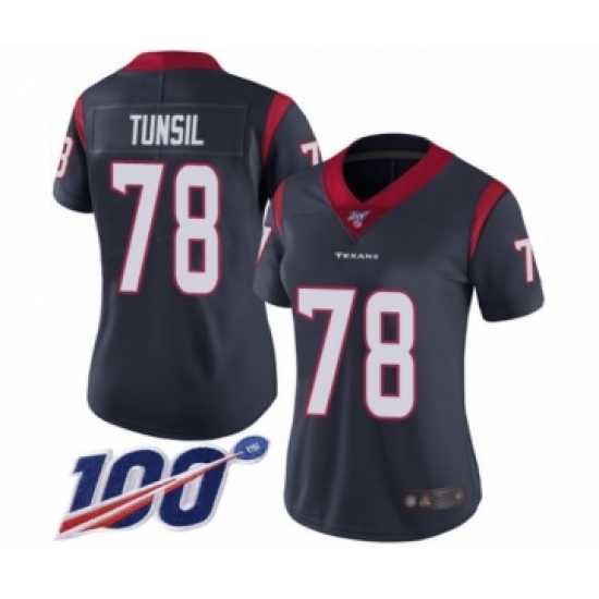 Women's Houston Texans #78 Laremy Tunsil Navy Blue Team Color Vapor Untouchable Limited Player 100th Season Football Jersey - Ujersey