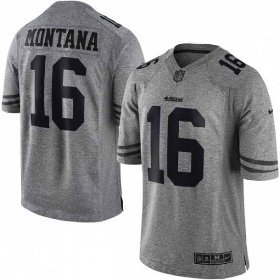 Men's Nike San Francisco 49ers #16 Joe Montana Limited Gray Gridiron NFL Jersey - Ujersey