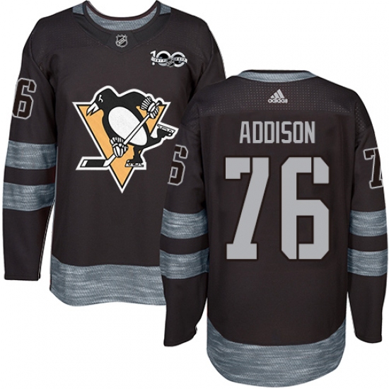 Men's Adidas Pittsburgh Penguins #76 Calen Addison Authentic Black 1917-2017 100th Anniversary NHL Jersey - Ujersey