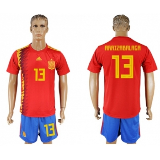 Spain #13 Arrizabalaga Home Soccer Country Jersey
