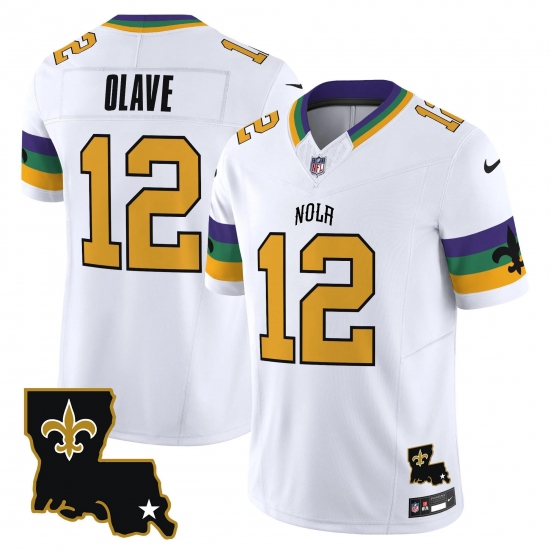 Men's New Orleans Saints #12 Chris Olave White 2024 F.U.S.E. Vapor Limited Stitched Jersey - Ujersey