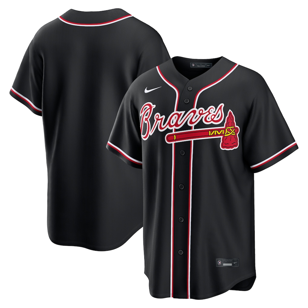 Men's Atlanta Braves Nike Fashion Replica Black Out Jersey - Ujersey Shop