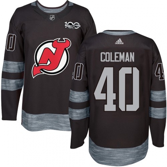 Men's Adidas New Jersey Devils #40 Blake Coleman Authentic Black 1917-2017 100th Anniversary NHL Jersey - Ujersey