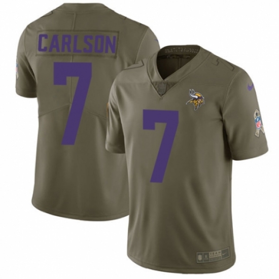 Men's Nike Minnesota Vikings #7 Daniel Carlson Limited Olive 2017 Salute to Service NFL Jersey - Ujersey