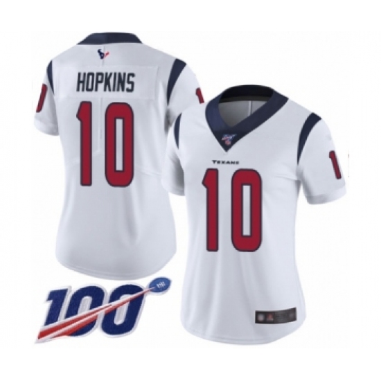 Women's Nike Houston Texans #10 DeAndre Hopkins White Vapor Untouchable Limited Player 100th Season NFL Jersey