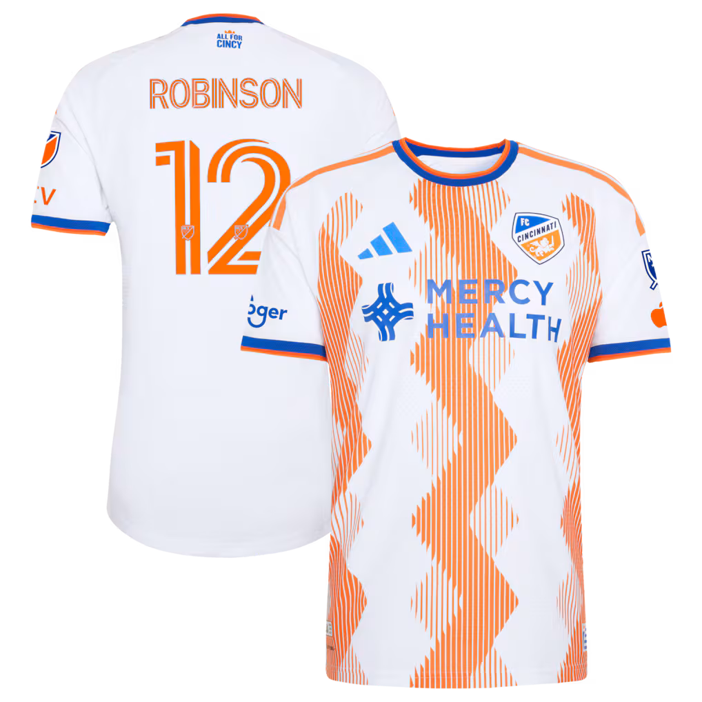 Men's FC Cincinnati Miles Robinson adidas White 2026 The Seven Hills Kit On-Field Authentic Patch Jersey