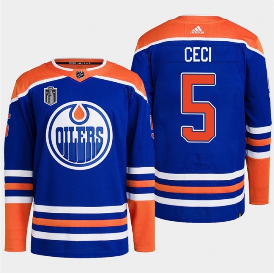 Men's Edmonton Oilers #5 Cody Ceci Royal 2024 Stanley Cup Final Stitched Jersey