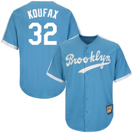 Men's Mitchell and Ness Los Angeles Dodgers #32 Sandy Koufax Authentic Light Blue Throwback MLB Jersey - Ujersey