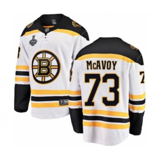 Youth Boston Bruins #73 Charlie McAvoy Authentic White Away Fanatics Branded Breakaway 2019 Stanley Cup Final Bound Hockey Jersey - Ujersey