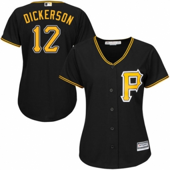 Women's Majestic Pittsburgh Pirates #12 Corey Dickerson Authentic Black Alternate Cool Base MLB Jersey - Ujersey