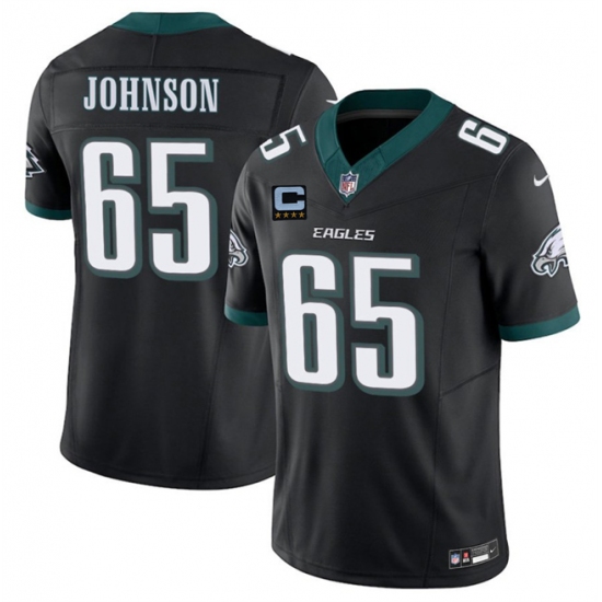 Men's Philadelphia Eagles #65 Lane Johnson Black 2025 F.U.S.E. With 4-Star C Vapor Untouchable Limited Throwback Stitched Football Jersey - Ujersey