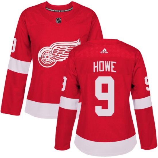 Women's Adidas Detroit Red Wings #9 Gordie Howe Authentic Red Home NHL Jersey - Ujersey