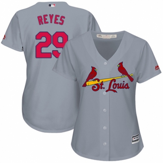 Women's Majestic St. Louis Cardinals #29 lex Reyes Authentic Grey Road Cool Base MLB Jersey - Ujersey