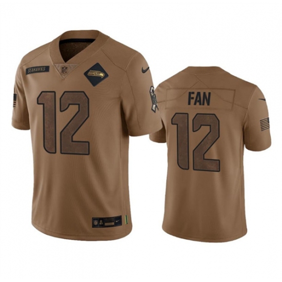 Men's Seattle Seahawks #12 Fan 2023 Brown Salute To Service Limited Football Stitched Jersey - Ujersey