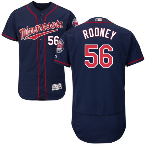 Men's Majestic Minnesota Twins #56 Fernando Rodney Navy Blue Alternate Flex Base Authentic Collection MLB Jersey - Ujersey
