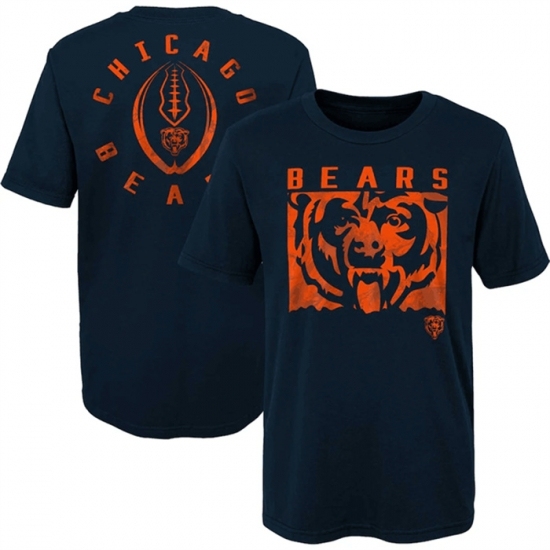 Men's Chicago Bears Navy Preschool Liquid Camo Logo T Shirt - Ujersey NHL