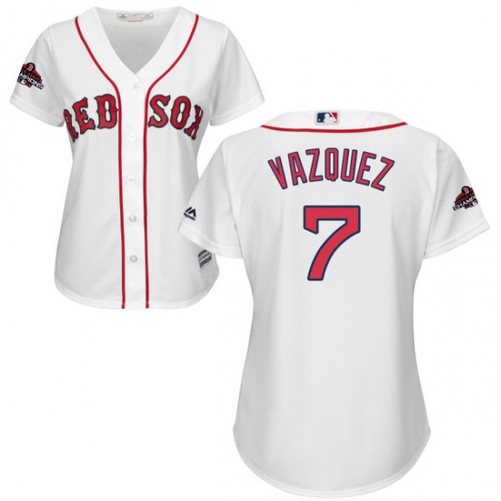 Women's Majestic Boston Red Sox #7 Christian Vazquez Authentic White Home 2018 World Series Champions MLB Jersey - Ujersey