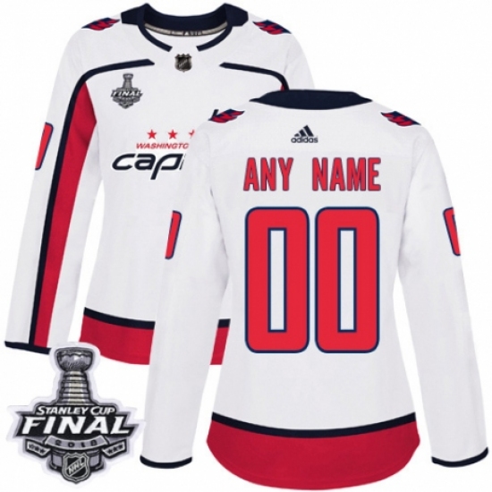 Women's Adidas Washington Capitals Customized Authentic White Away 2018 Stanley Cup Final NHL Jersey - Ujersey