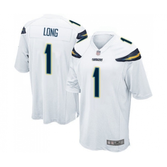 Men's Los Angeles Chargers #1 Ty Long Game White Football Jersey - Ujersey