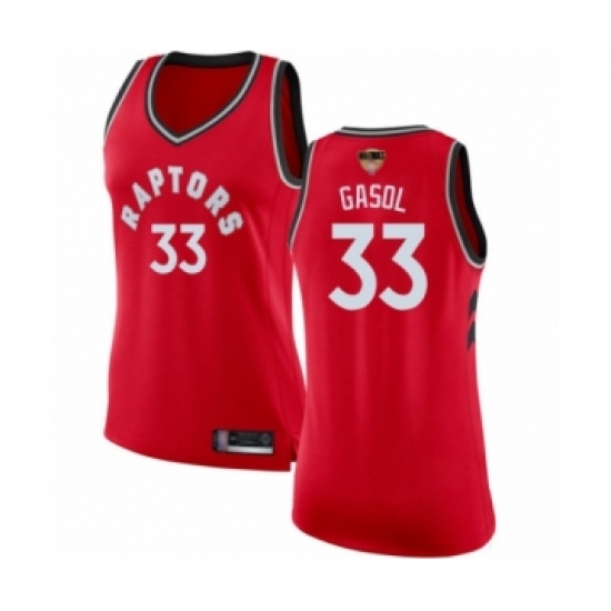 Women's Toronto Raptors #33 Marc Gasol Swingman Red 2019 Basketball Finals Bound Jersey - Icon Edition - Ujersey