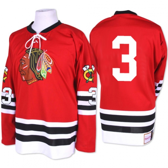 Men's Mitchell and Ness Chicago Blackhawks #3 Keith Magnuson Authentic Red 1960-61 Throwback NHL Jersey - Ujersey