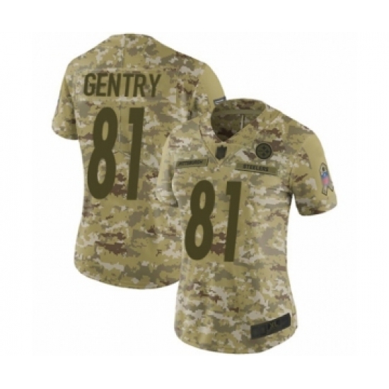 Women's Pittsburgh Steelers #81 Zach Gentry Limited Camo 2018 Salute to Service Football Jersey - Ujersey