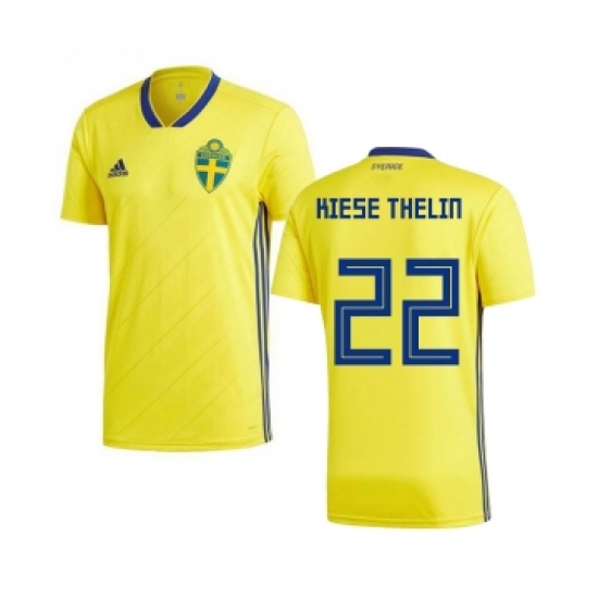 Sweden #22 Kiese Thelin Home Kid Soccer Country Jersey