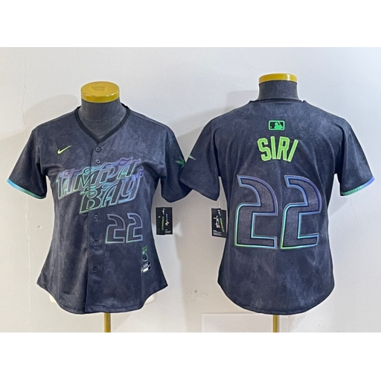 Women's Tampa Bay Rays #22 Jose Siri Number Charcoal 2024 City Connect Limited Stitched Jersey - Ujersey