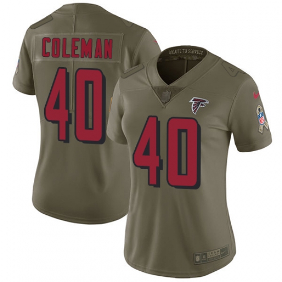 Women's Nike Atlanta Falcons #40 Derrick Coleman Limited Olive 2017 Salute to Service NFL Jersey - Ujersey