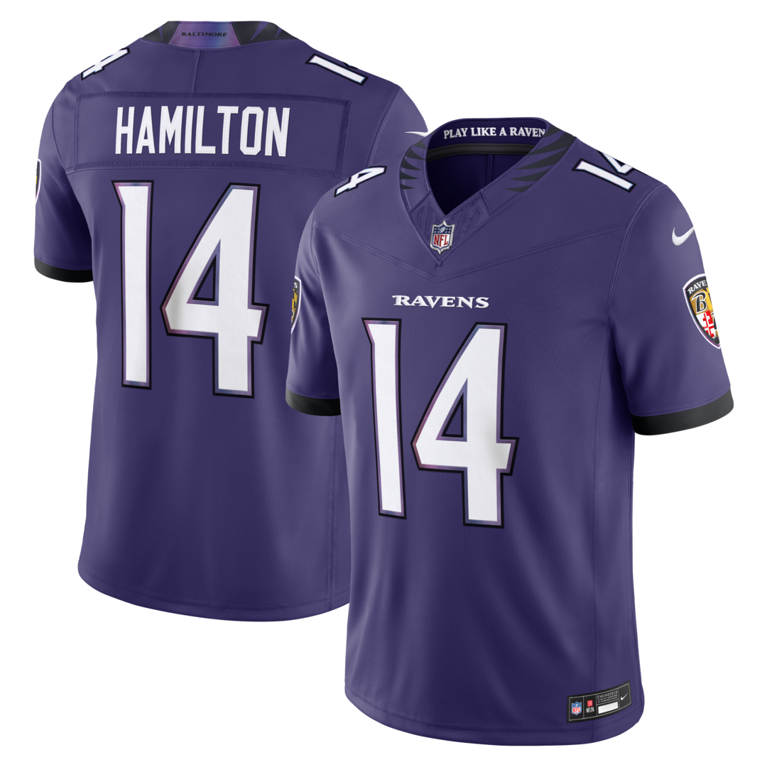 Men's Baltimore Ravens Kyle Hamilton Nike Purple Team Vapor F.U.S.E. Stitched Limited Jersey - Ujersey