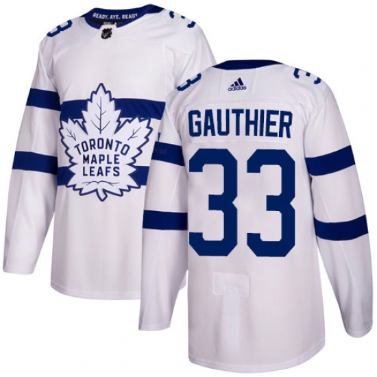 Youth Adidas Toronto Maple Leafs #33 Frederik Gauthier Authentic White 2018 Stadium Series NHL Jersey - Ujersey
