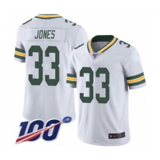 Men's Green Bay Packers #33 Aaron Jones White Vapor Untouchable Limited Player 100th Season Football Jersey - Ujersey