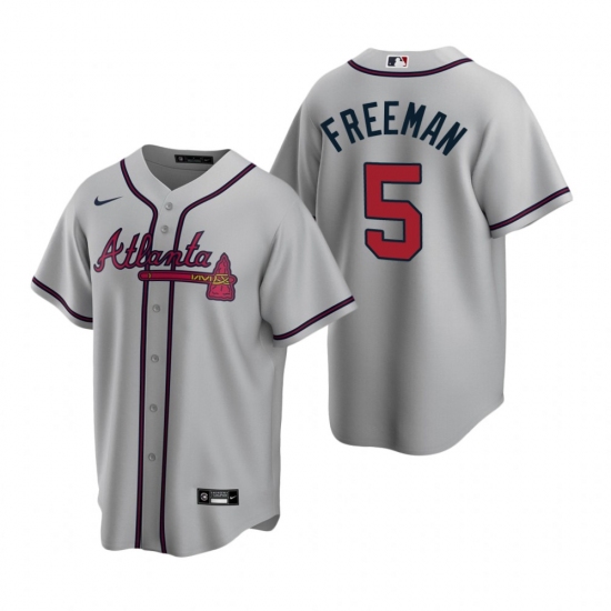 Men's Nike Atlanta Braves #5 Freddie Freeman Gray Road Stitched Baseball Jersey - Ujersey