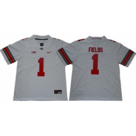 Ohio State Buckeyes 1 Justin Fields Limited College Football White Jersey - Ujersey