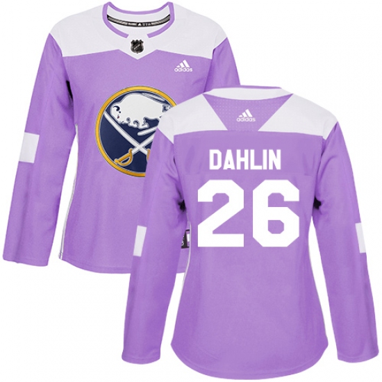Women's Adidas Buffalo Sabres #26 Rasmus Dahlin Authentic Purple Fights Cancer Practice NHL Jersey - Ujersey