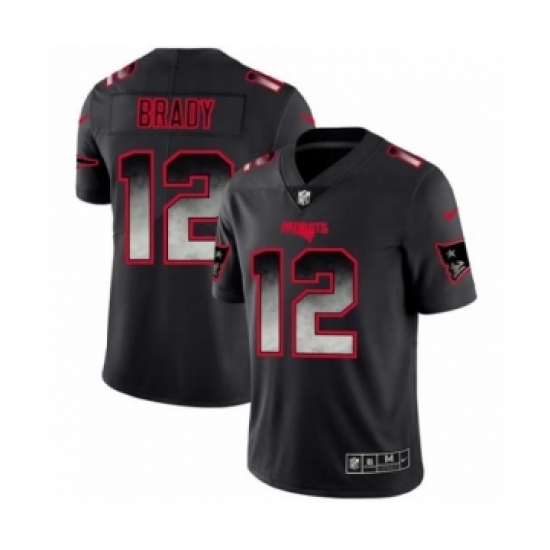 Men New England Patriots #12 Tom Brady Black Smoke Fashion Limited Jersey - Ujersey